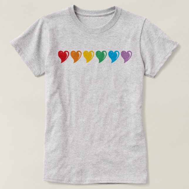 Rainbow Pop Art Hearts T-Shirt (Design vorne)