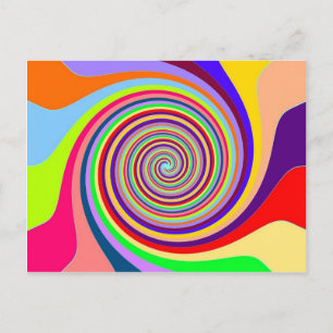 Rainbow Pop art psychedelic swirl Postkarte