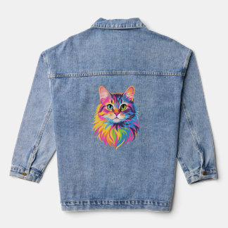 Rainbow Pop Cat - Vibranine Art Jeansjacke