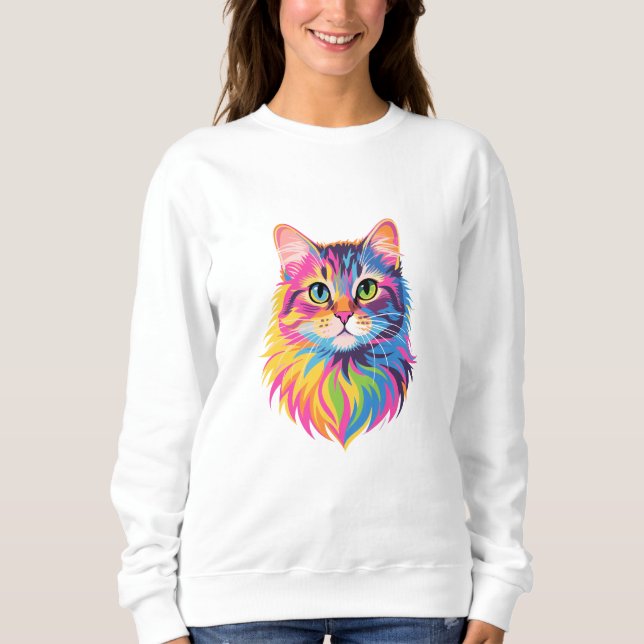 Rainbow Pop Cat - Vibranine Art Sweatshirt (Vorderseite)