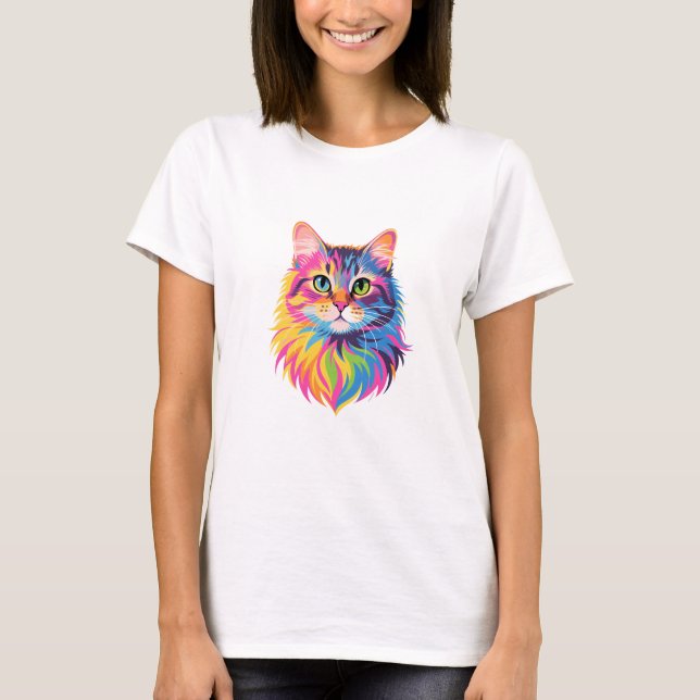 Rainbow Pop Cat - Vibranine Art T-Shirt (Vorderseite)