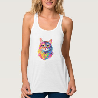 Rainbow Pop Cat - Vibranine Art Tank Top