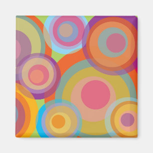 Rainbow Pop Circles Colorful Retro Fun Groovy Chic Magnet