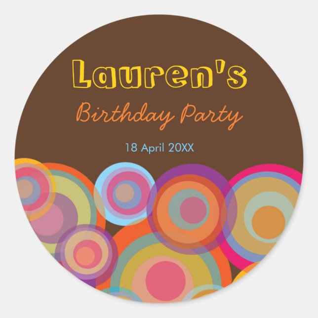 Rainbow Pop Circles Fun Groovy Danke Aufkleber (Vorderseite)
