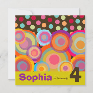 Rainbow Pop Circles Kindergeburtstag Party Einladu Einladung