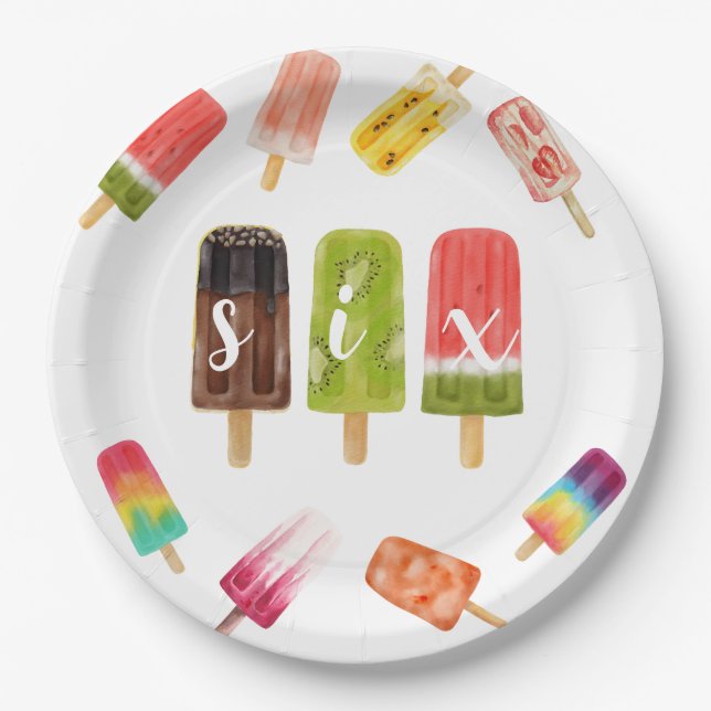 Rainbow Pop Geburtstag 6. Geburtstag Pappteller (Vorderseite)