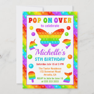 Rainbow Pop It Fidget Toy Birthday Party Einladung
