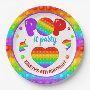 Rainbow Pop It Fidget Toy Birthday Party Pappteller