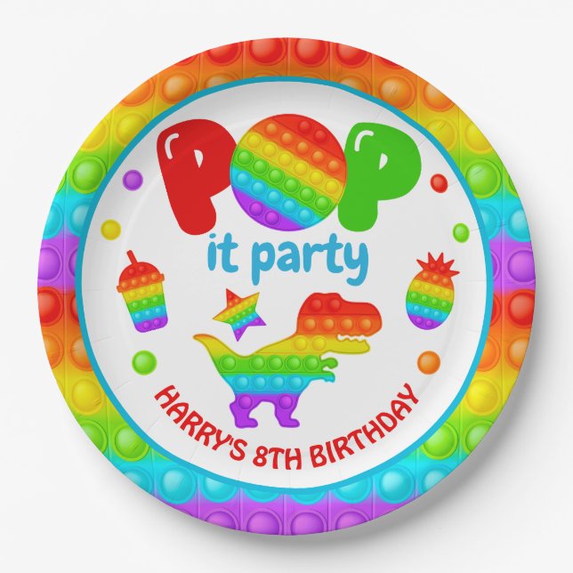 Rainbow Pop It Fidget Toy Birthday Party Pappteller (Vorderseite)