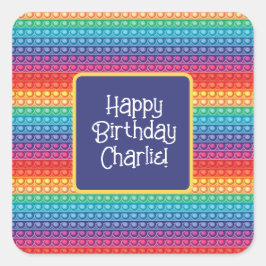 Rainbow Pop It Fidget Toy Pattern Personalisiert Quadratischer Aufkleber