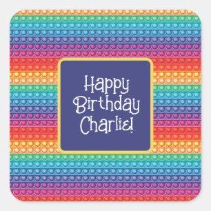 Rainbow Pop It Fidget Toy Pattern Personalisiert Quadratischer Aufkleber