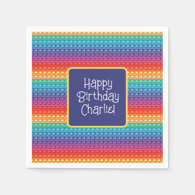 Rainbow Pop It Fidget Toy Pattern Personalisiert Serviette (Vorderseite)