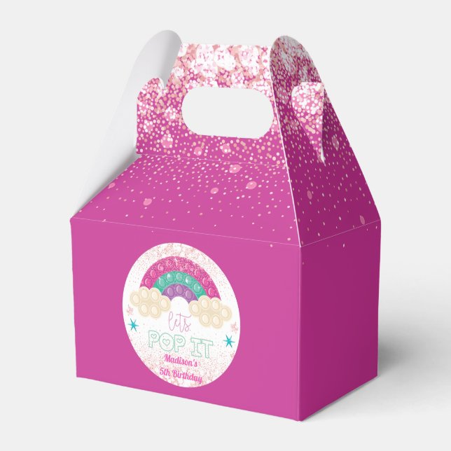 Rainbow Pop It Girl Birthday Pink Geschenkschachtel (Vorderseite)