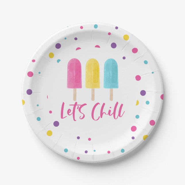 Rainbow Pop Let's Chill Birthday Pappteller (Vorderseite)