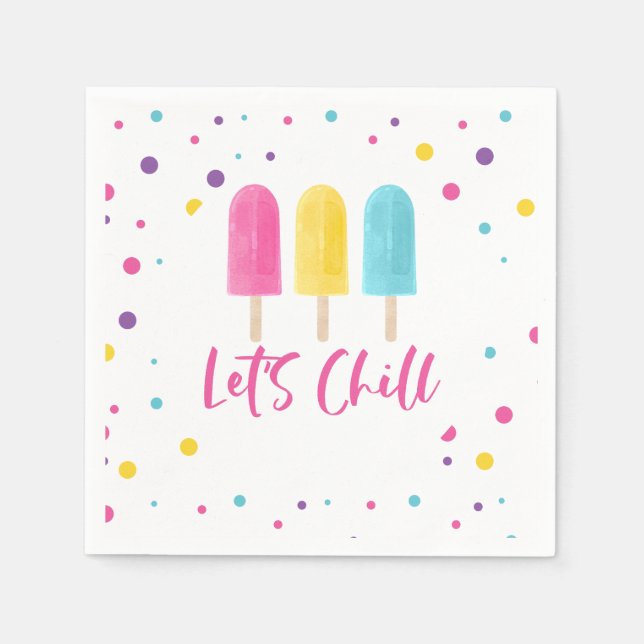 Rainbow Pop Let's Chill Geburtstag Serviette (Vorderseite)