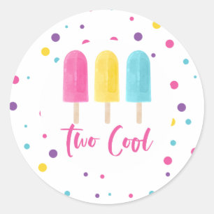 Rainbow Pop Two Cool 2. Geburtstag Runder Aufkleber