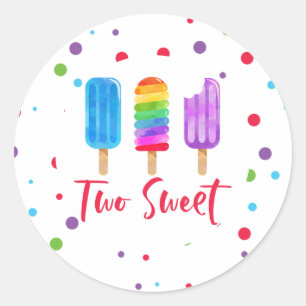 Rainbow Pop Two Sweet 2. Geburtstag Runder Aufkleber
