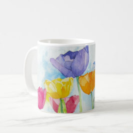 Rainbow Poppies Colorful Original Watercolor Kaffeetasse