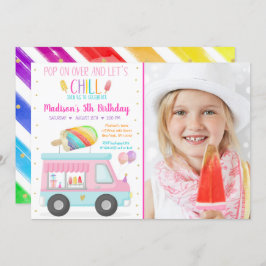 Rainbow Popsice Ice Cream Truck Geburtstag Einladung