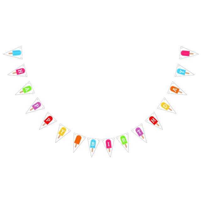 Rainbow Popsicles Kinder Happy Birthday Wimpelkette (Alle)
