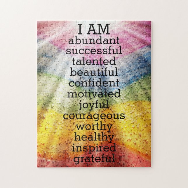 Rainbow Positive Affirmations Business Card Magne Puzzle (Vertikal)
