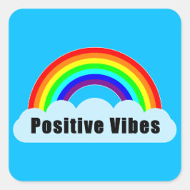 RAINBOW - Positive Vibes Quadratischer Aufkleber