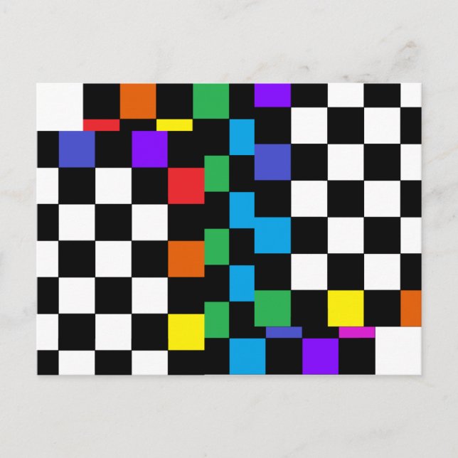 Rainbow Postcard Retro Postmodern Postkarte (Vorderseite)