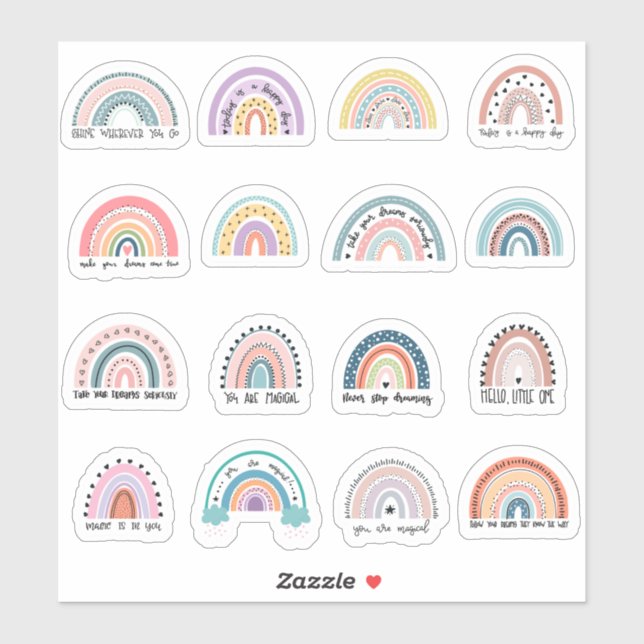 Rainbow Postivity Stickers Aufkleber (Blatt)