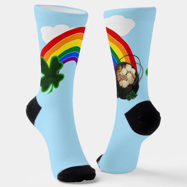 Rainbow Pot of Gold St. Patrick's Day Socken (Gewinkelt)