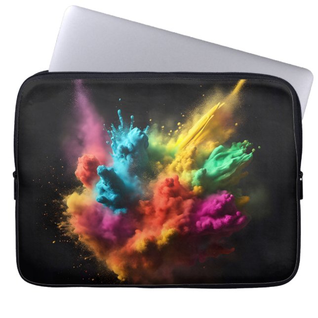 Rainbow Powder blast auf schwarz Laptopschutzhülle (Vorderseite)