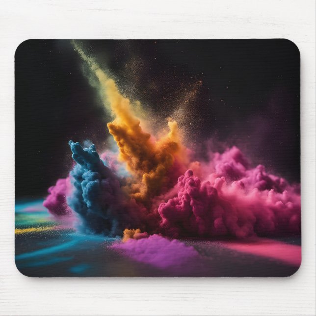 Rainbow Powder blast auf schwarz Mousepad (Vorne)