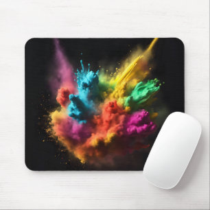 Rainbow Powder blast auf schwarz Mousepad