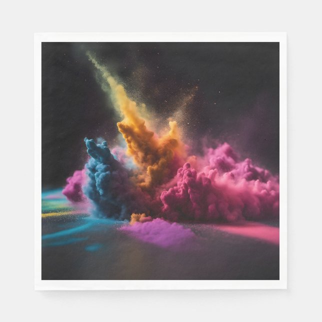 Rainbow Powder blast auf schwarz Serviette (Vorderseite)