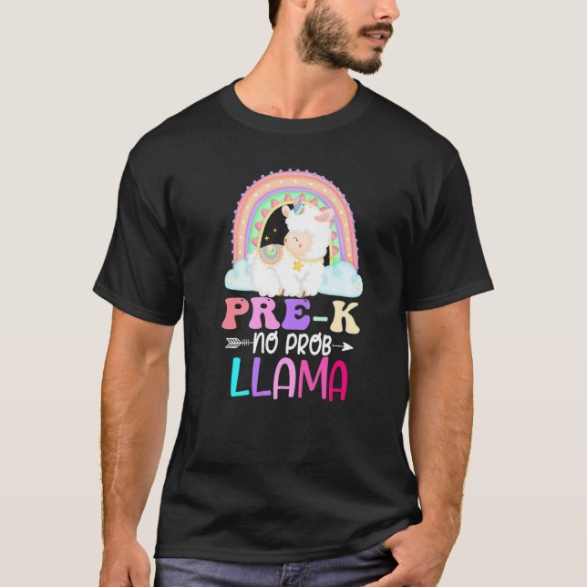 Rainbow Pre-K No Prob Llama 100th Day of School Pr T-Shirt (Vorderseite)