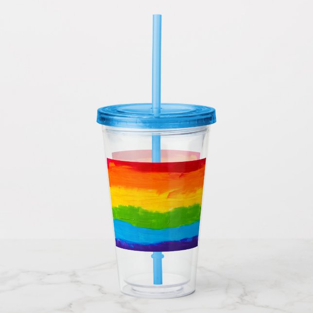 Rainbow Pride Acrylic Tumbler - LGBT Gay Lesbian Acryltrinkbecher (Vorderseite)