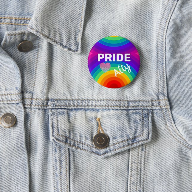 Rainbow Pride Allied with Heart Button (Beispiel)
