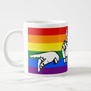 Rainbow Pride American Sign Language LGBT Jumbo-Tasse