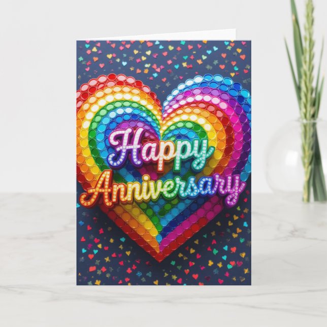 Rainbow Pride Anniversary Card Feiertagskarte (Vorderseite)