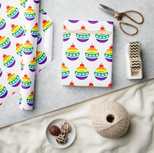Rainbow Pride Bauble Ball Pattern LGBTQ Weihnachte Geschenkpapier