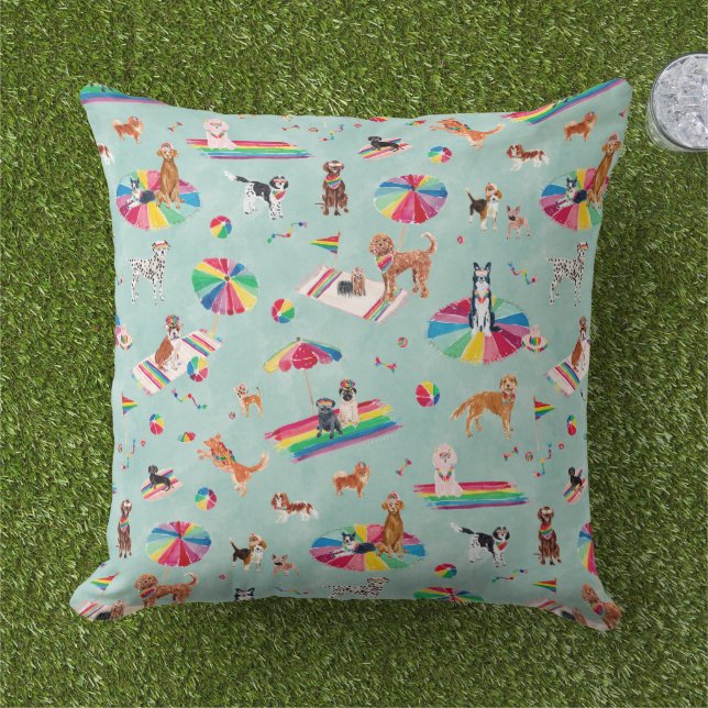 RAINBOW PRIDE DOG BEACH KISSEN (Gras)
