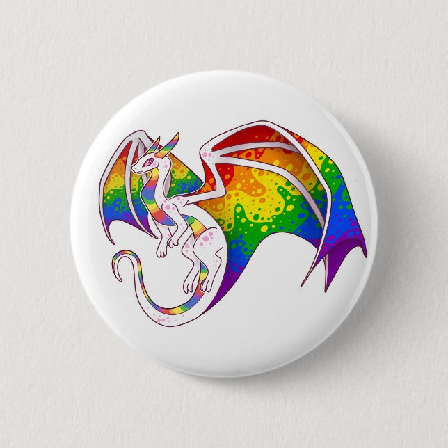 Rainbow Pride Dragon Button (Vorderseite)