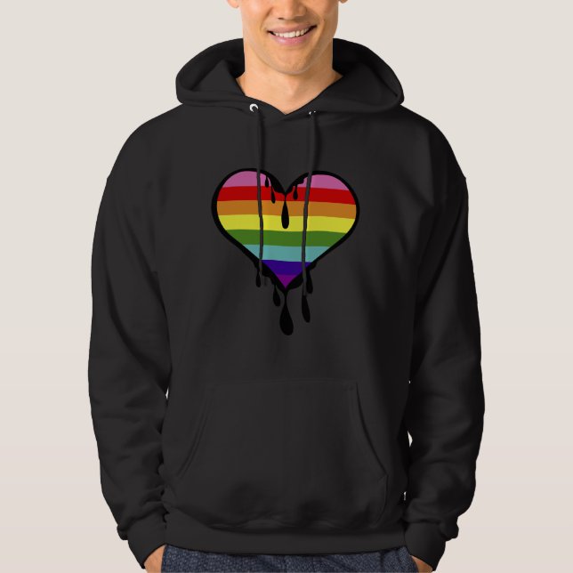 Rainbow Pride Dripping Heart Hoodie (Vorderseite)