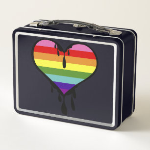 Rainbow Pride Dripping Heart Metall Brotdose