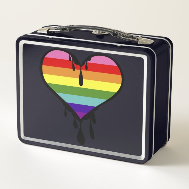 Rainbow Pride Dripping Heart Metall Brotdose (Rückseite)