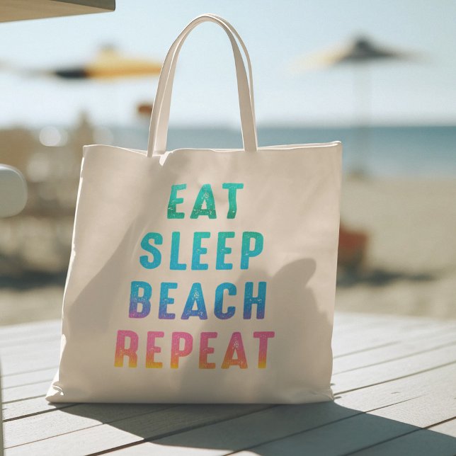 Rainbow Pride Eat Sleep Beach Wiederholung Tragetasche (Von Creator hochgeladen)