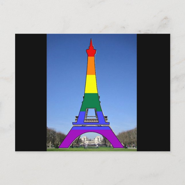 Rainbow Pride Eiffel Tower Postkarte (Vorderseite)