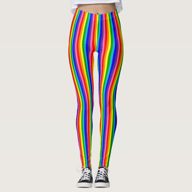 Rainbow-Pride-Flag mit vertikalem Acht-Streifen Leggings (Vorderseite)