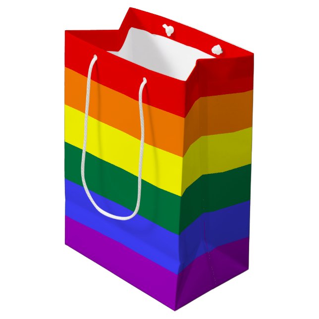 Rainbow-Pride-Flag Mittlere Geschenktüte (Vorderseite Schrägansicht)