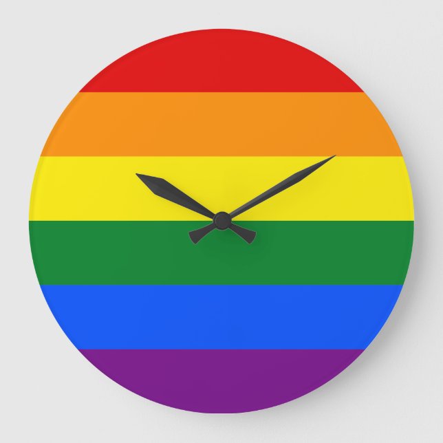 Rainbow-Pride-Flagge Große Wanduhr (Vorderseite)
