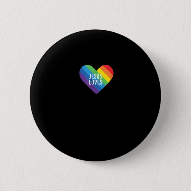 Rainbow Pride Gay Christlich LGBTQ+ Jesus Lieben T Button (Vorderseite)